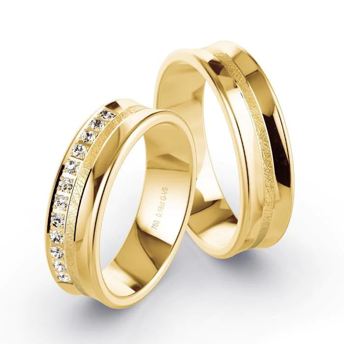 Par de Alianças de casamento noivado  ouro 18k diamantes 6mm novar