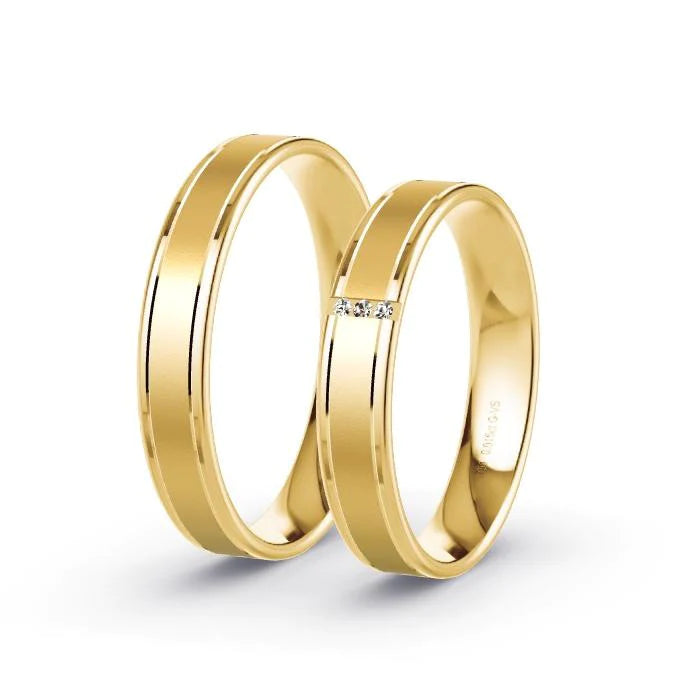 Par de Alianças de casamento noivado  ouro 18k diamantes 4mm nina