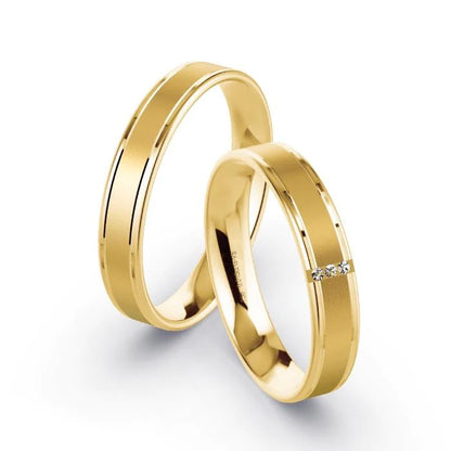 Par de Alianças de casamento noivado  ouro 18k diamantes 4mm nina