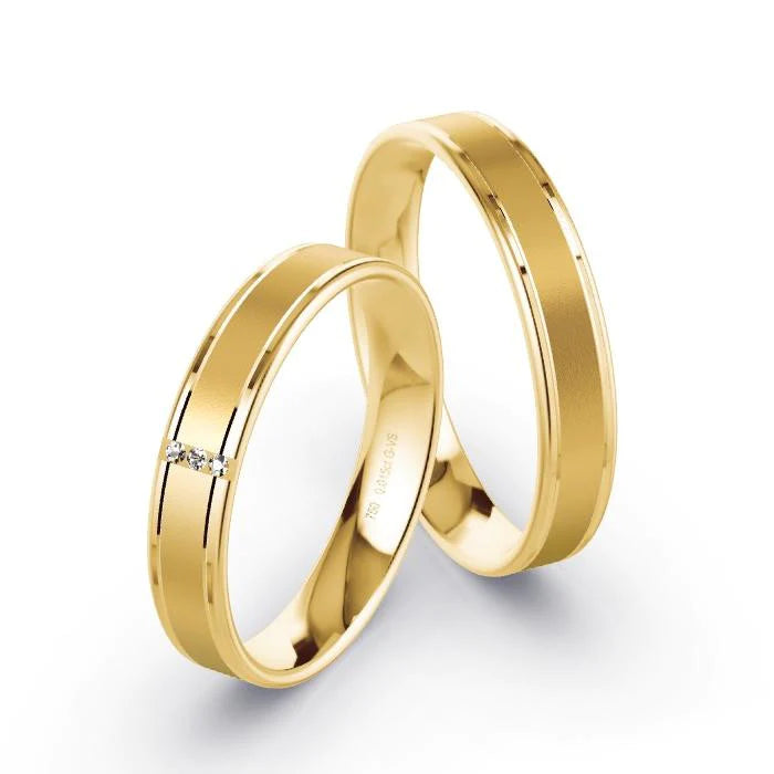 Par de Alianças de casamento noivado  ouro 18k diamantes 4mm nina