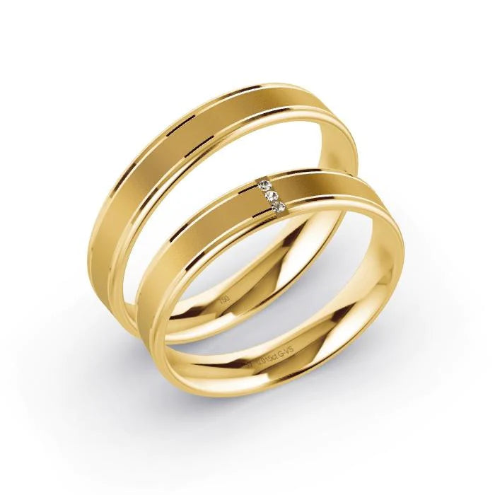 Par de Alianças de casamento noivado  ouro 18k diamantes 4mm nina