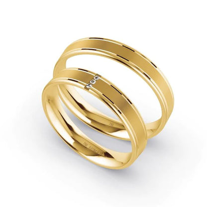Par de Alianças de casamento noivado  ouro 18k diamantes 4mm nina