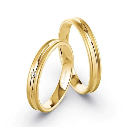 Par de Alianças de casamento noivado  ouro 18k diamantes 3,5mm Alice