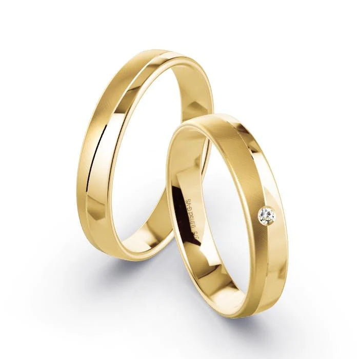 Par de Alianças de casamento noivado  ouro 18k diamantes 4mm Vick