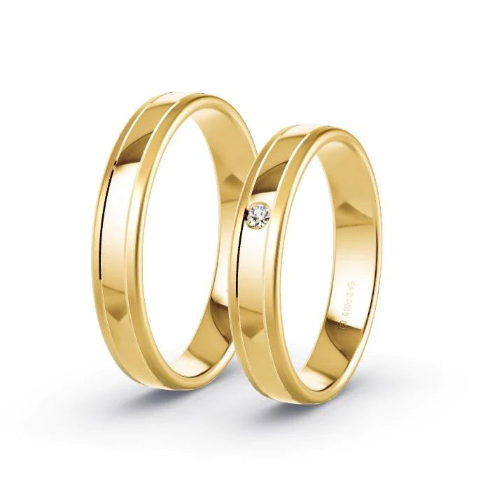 Par de Alianças de casamento noivado  ouro 18k diamantes 4mm Ines