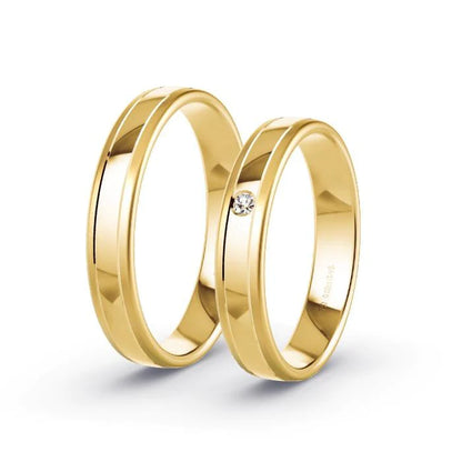 Par de Alianças de casamento noivado  ouro 18k diamantes 4mm Ines