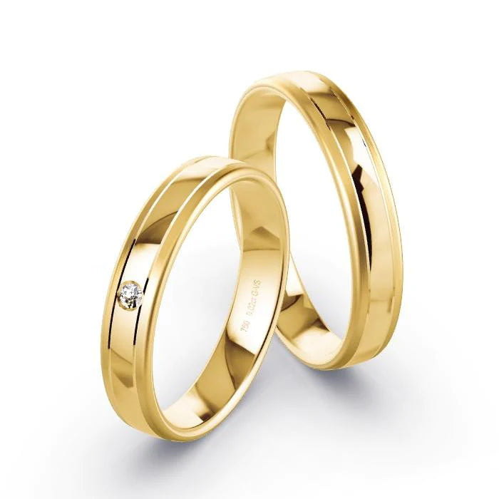 Par de Alianças de casamento noivado  ouro 18k diamantes 4mm Ines