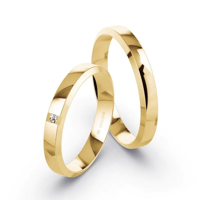 Alianças de casamento noivado  ouro 18k diamantes  3,5mm Mary