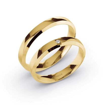 Alianças de casamento noivado  ouro 18k diamantes  3,5mm Mary