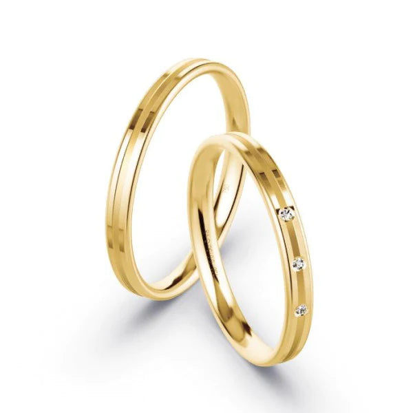 Par de Alianças de casamento noivado  ouro 18k diamantes  2,5mm Helena