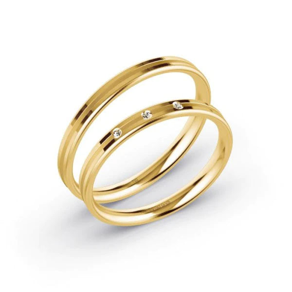 Par de Alianças de casamento noivado  ouro 18k diamantes  2,5mm Helena