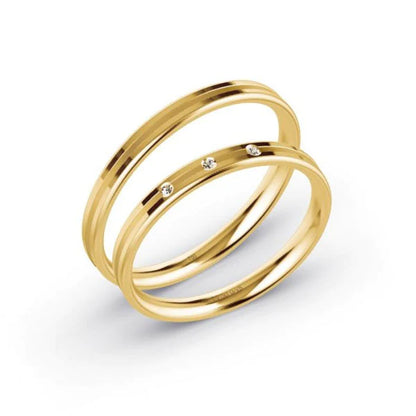 Par de Alianças de casamento noivado  ouro 18k diamantes  2,5mm Helena
