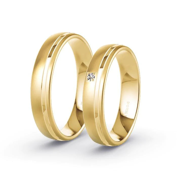 Par de Alianças de casamento noivado  ouro 18k diamantes 4mm Sindi