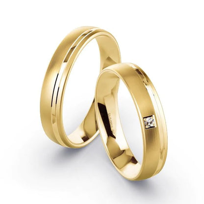 Par de Alianças de casamento noivado  ouro 18k diamantes 4mm Sindi