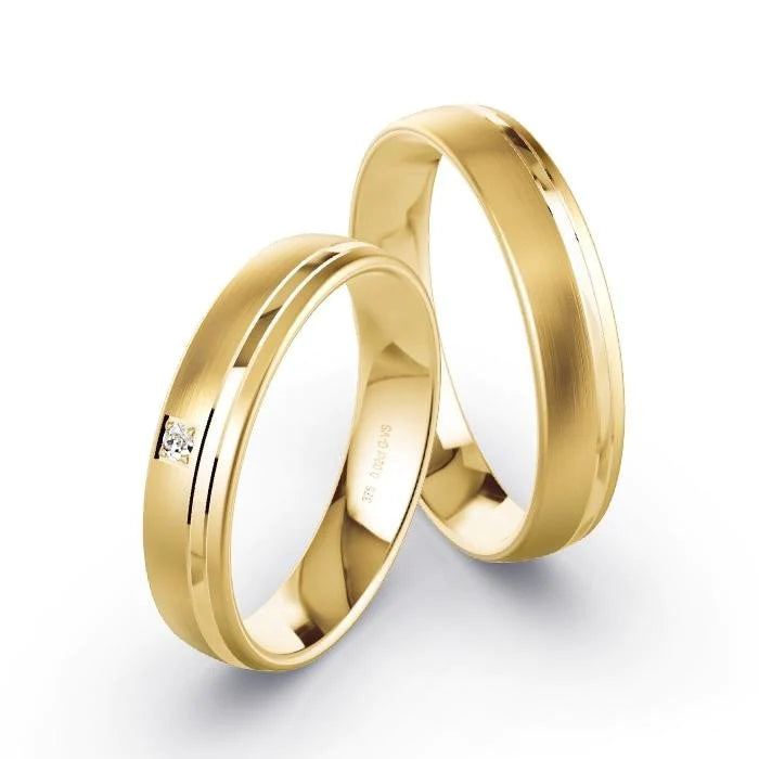 Par de Alianças de casamento noivado  ouro 18k diamantes 4mm Sindi