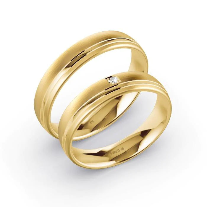 Par de Alianças de casamento noivado  ouro 18k diamantes 4mm Sindi