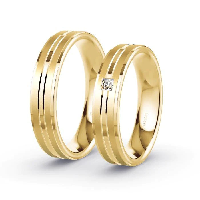 Par de Alianças de casamento noivado  ouro 18k diamantes 5mm Vivid