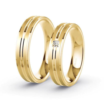 Par de Alianças de casamento noivado  ouro 18k diamantes 5mm Vivid