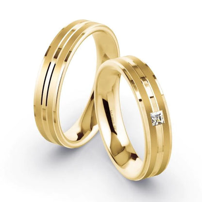 Par de Alianças de casamento noivado  ouro 18k diamantes 5mm Vivid