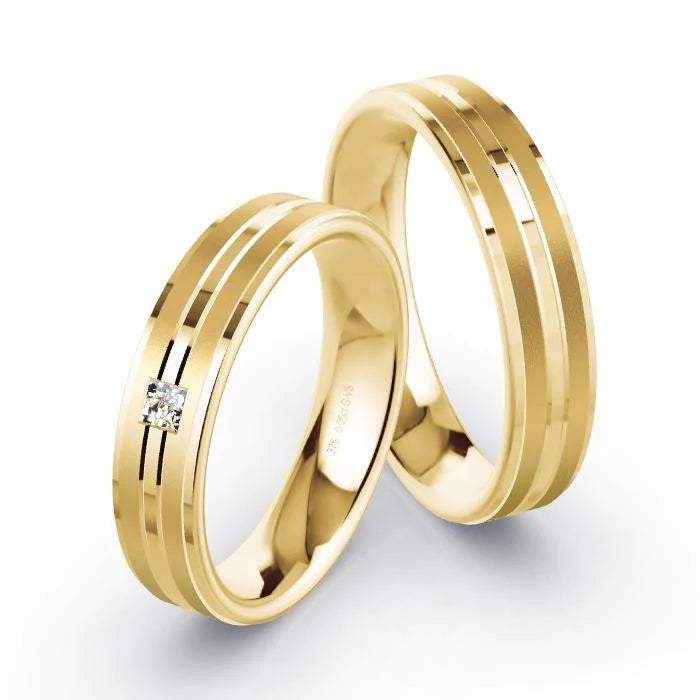 Par de Alianças de casamento noivado  ouro 18k diamantes 5mm Vivid
