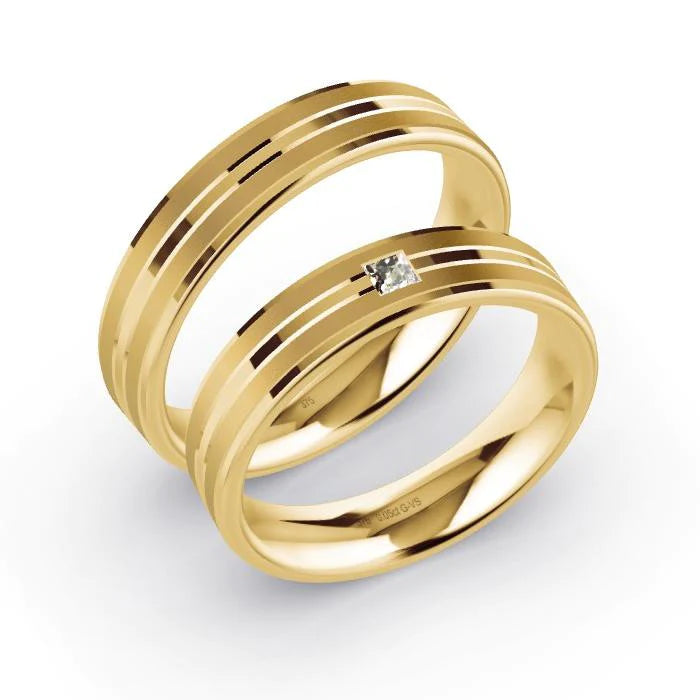 Par de Alianças de casamento noivado  ouro 18k diamantes 5mm Vivid