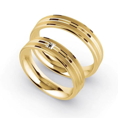 Par de Alianças de casamento noivado  ouro 18k diamantes 5mm Vivid