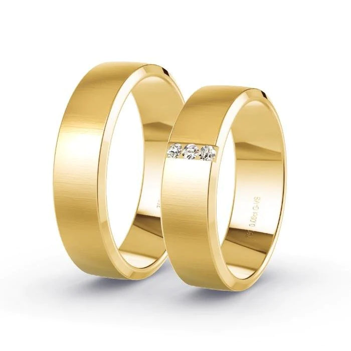 Par de Alianças de casamento noivado  ouro 18k diamantes 6mm Luar