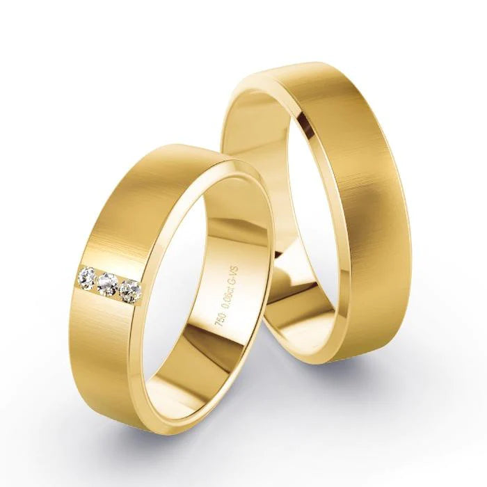 Par de Alianças de casamento noivado  ouro 18k diamantes 6mm Luar