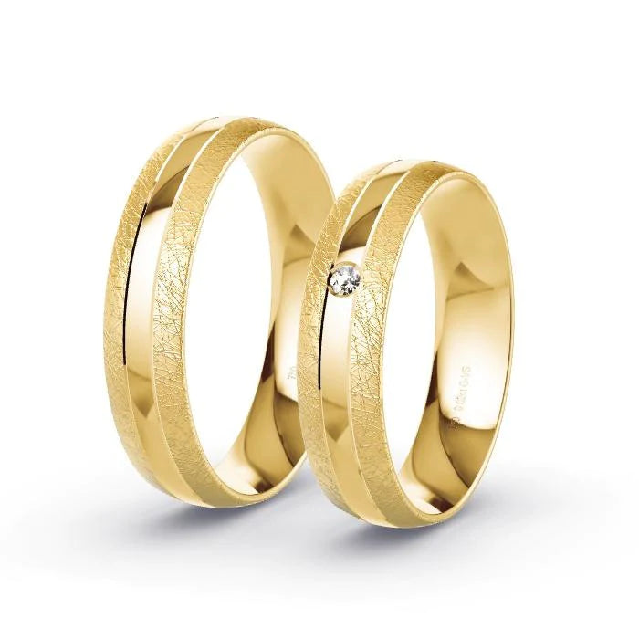 Par de Alianças de casamento noivado  ouro 18k diamantes 5mm naty