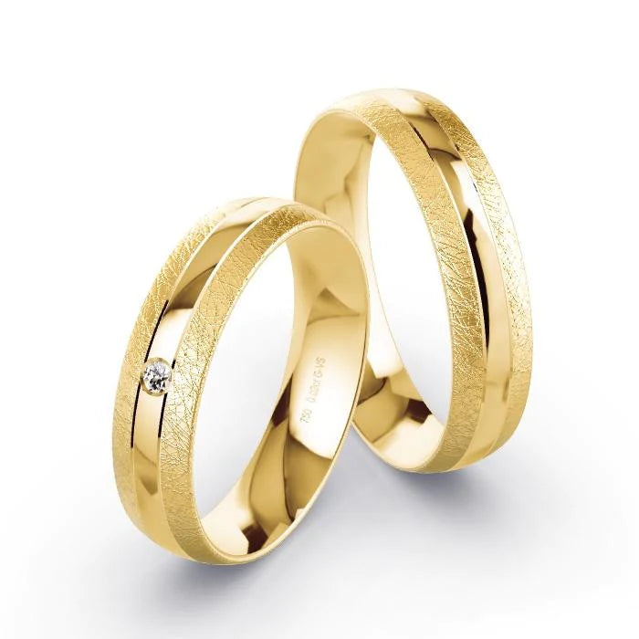 Par de Alianças de casamento noivado  ouro 18k diamantes 5mm naty