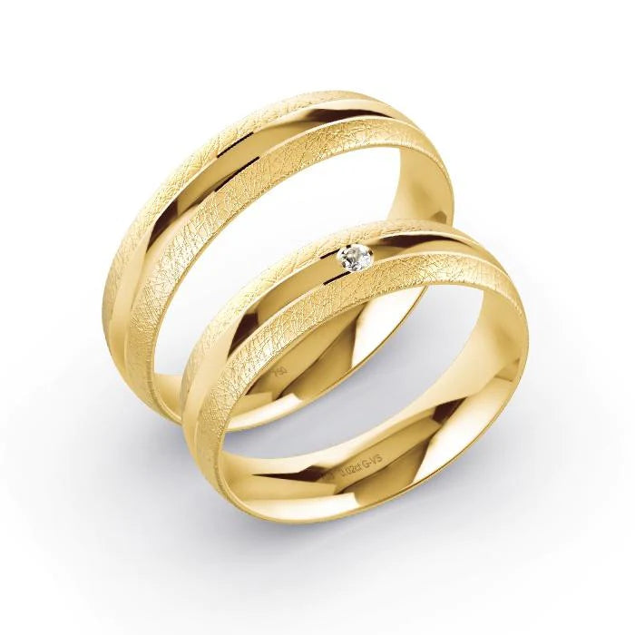 Par de Alianças de casamento noivado  ouro 18k diamantes 5mm naty
