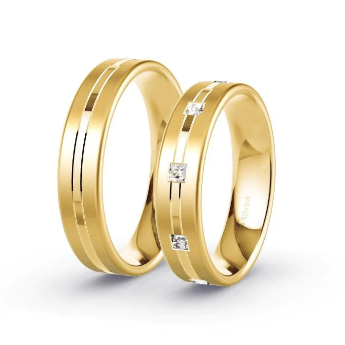Par de Alianças de casamento noivado  ouro 18k diamantes 5mm Vina