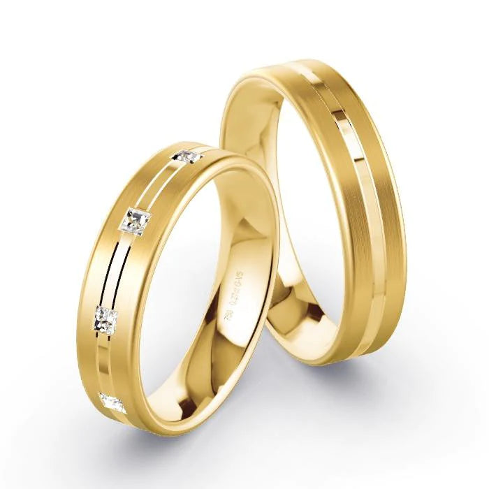 Par de Alianças de casamento noivado  ouro 18k diamantes 5mm Vina