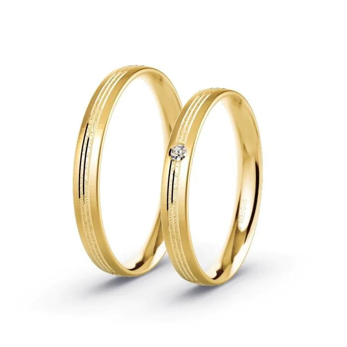 Par de Alianças de casamento noivado  ouro 18k diamantes 2,5mm Bela