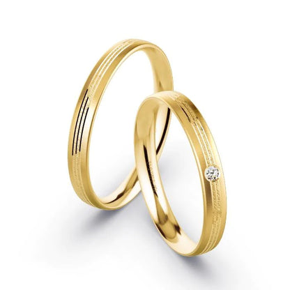 Par de Alianças de casamento noivado  ouro 18k diamantes 2,5mm Bela
