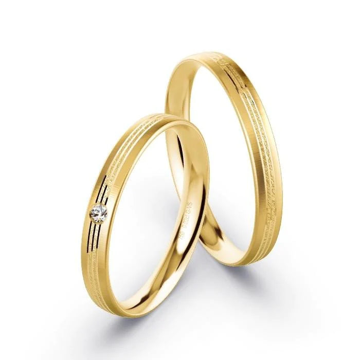 Par de Alianças de casamento noivado  ouro 18k diamantes 2,5mm Bela