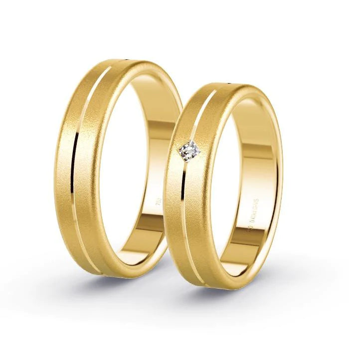 Par de Alianças de casamento noivado  ouro 18k diamantes 5mm Vike