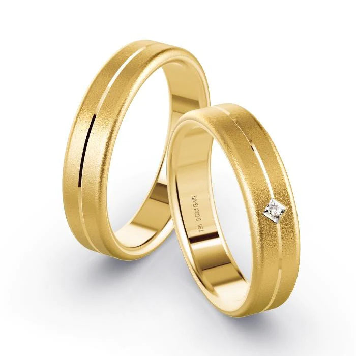 Par de Alianças de casamento noivado  ouro 18k diamantes 5mm Vike