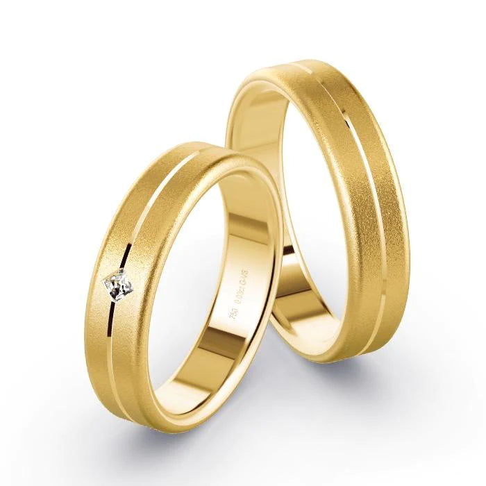 Par de Alianças de casamento noivado  ouro 18k diamantes 5mm Vike