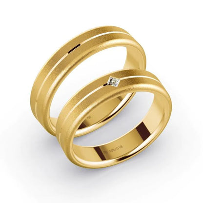 Par de Alianças de casamento noivado  ouro 18k diamantes 5mm Vike