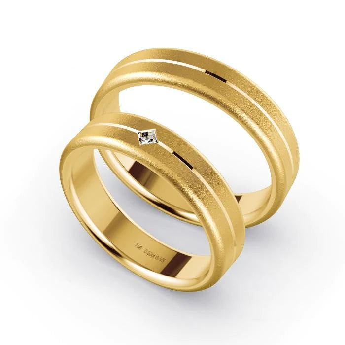 Par de Alianças de casamento noivado  ouro 18k diamantes 5mm Vike