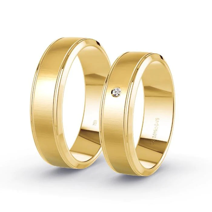 Par de Alianças de casamento noivado  ouro 18k diamantes 6mm Liz