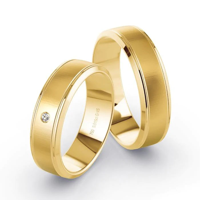 Par de Alianças de casamento noivado  ouro 18k diamantes 6mm Liz