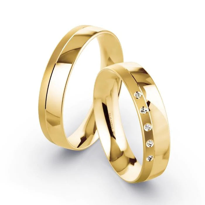 Par de Alianças de casamento noivado  ouro 18k diamantes 5mm Mary