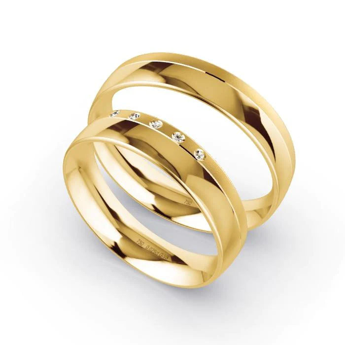 Par de Alianças de casamento noivado  ouro 18k diamantes 5mm Mary