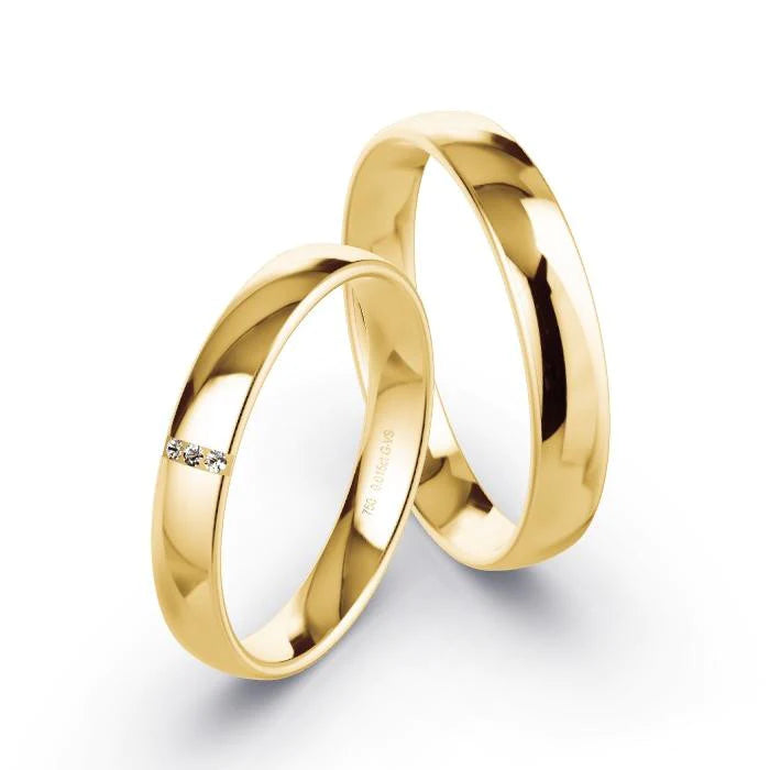 Par de Alianças de casamento noivado  ouro 18k diamantes Lua