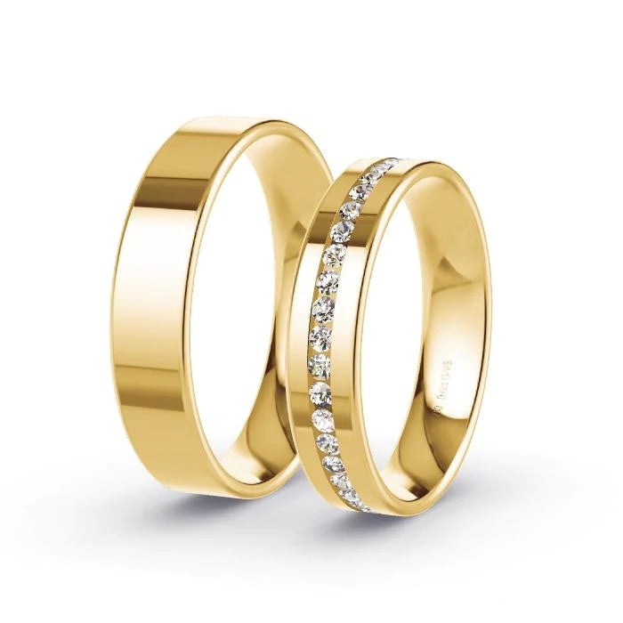 Par de Alianças de casamento noivado  ouro 18k diamantes 5mm Karine