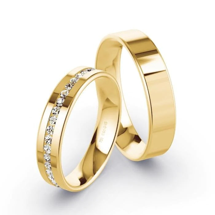 Par de Alianças de casamento noivado  ouro 18k diamantes 5mm Karine