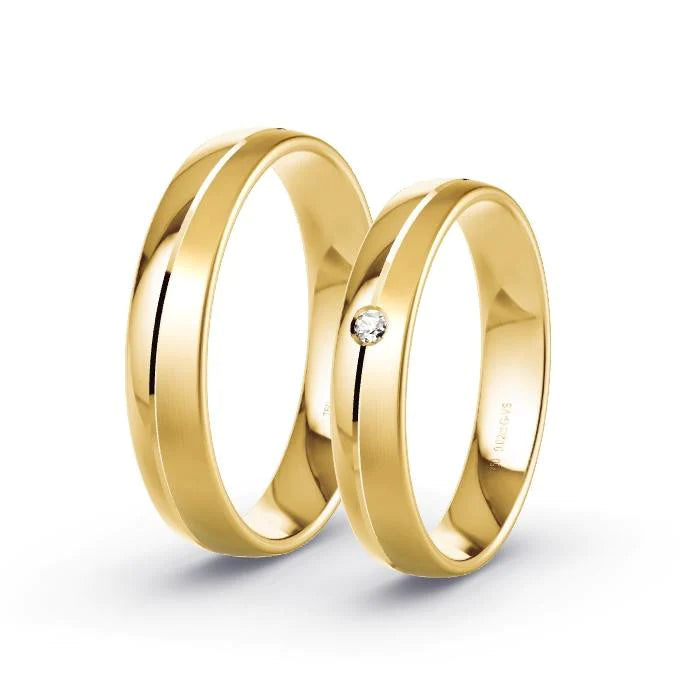Par de Alianças de casamento noivado  ouro 18k diamantes 4mm Marina