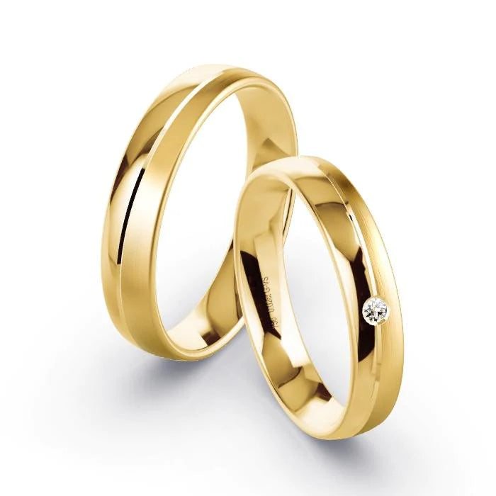 Par de Alianças de casamento noivado  ouro 18k diamantes 4mm Marina